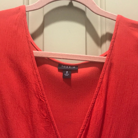 EUC Torrid Orange Gauze Babydoll Tunic Size 2 - Picture 6 of 7